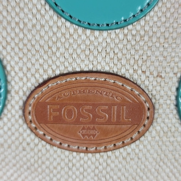 Fossil Canvas Women's Green Silver Crossbody Purse Handbag Colorfully - Picture 6 of 9